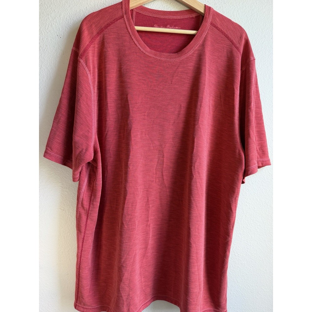 Tommy Bahama Mens 2XL Red Knit Crew Neck Short Sleeve Logo T-Shirt